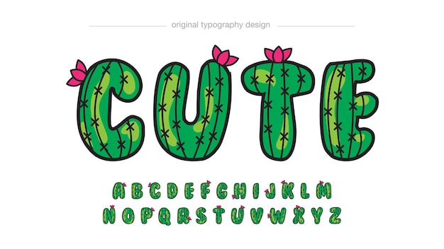 typographie de style cactus vert de dessin animé