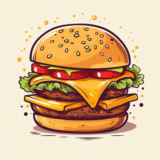 vecteur burger hamburger nourriture illustration icône photo rapide doodle illustrations vectorielles