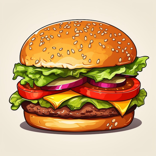 vecteur burger hamburger nourriture illustration icône photo rapide doodle illustrations vectorielles