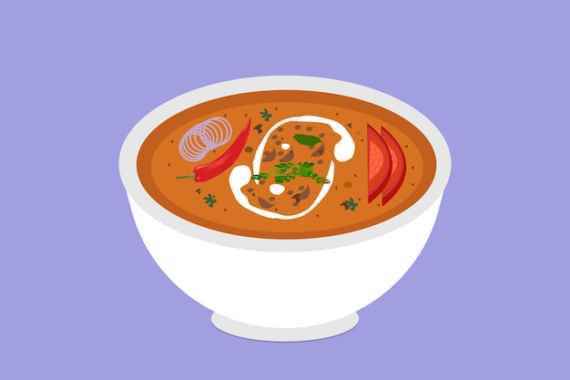 Vecteur vecteur de conception de soupe traditionnelle populaire indienne dal makhani