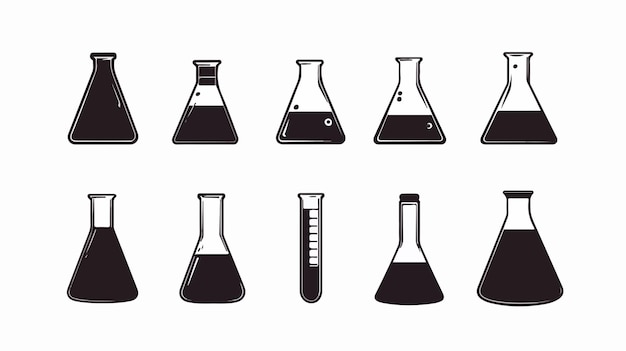 Vecteur vecteur d'icône de flacon erlenmeyer en silhouette