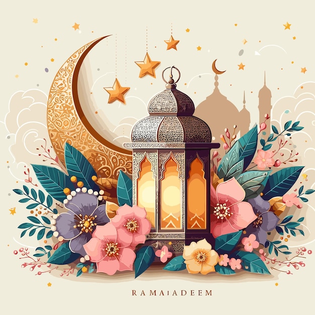 Vector gratuit et élégant ramadan kareem carte de fête décorative