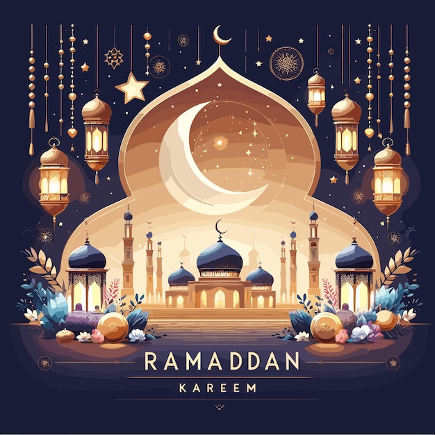 Vector gratuit fond de salutation de la mosquée du festival d'Eid Mubarak