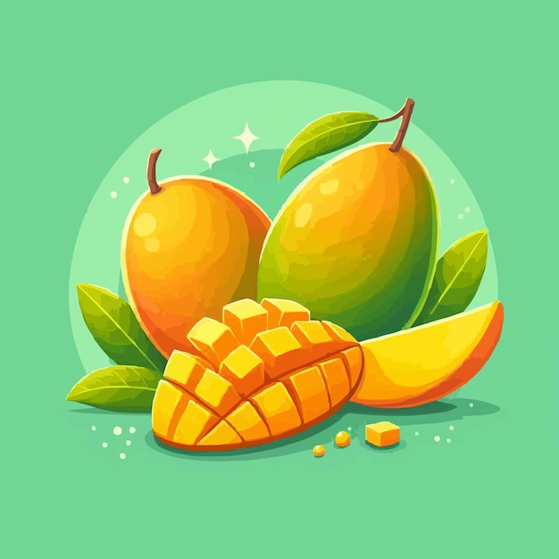 Vecteur vector gratuit illustration de fruit de mangue fraîche conception vectorielle fond vert