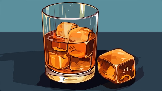 verre de whisky avec glace et bouteille avec étiquette