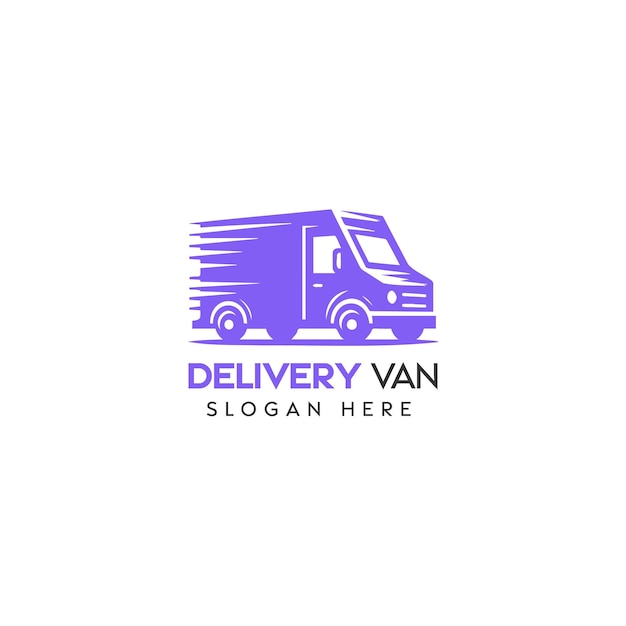 Vibrant Purple Delivery Van Logo Design pour un service d'expédition moderne.