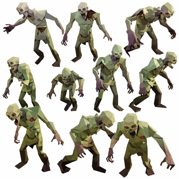 Vecteur zombies dans le style low poly