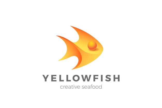 3D-Design des Fischlogos. Seafood Restaurant Store Logo