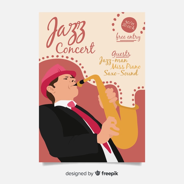 Kostenloser Vektor abstrakte jazz musik plakat vorlage