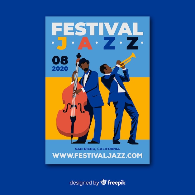 Kostenloser Vektor abstrakte jazz musik plakat vorlage