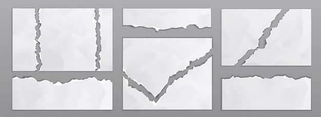 Kostenloser Vektor alte papierbögen mit abgerissenen kanten