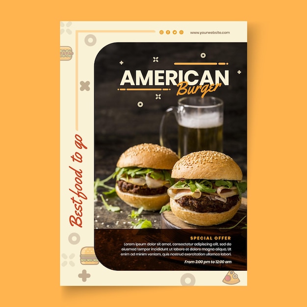 Kostenlose Vektor american food pub flyer vorlage