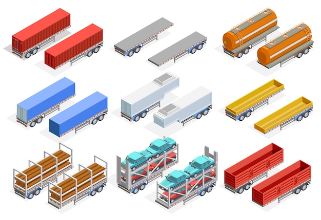 Kostenloser Vektor anhänger isometric set