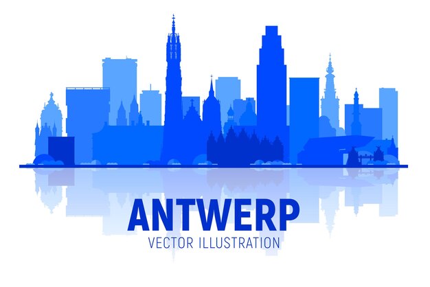 Antwerpen Belgien Stadtsilhouette auf weißem Hintergrund Vektor-Illustration Geschäftsreise- und Tourismuskonzept mit modernen Gebäuden Bild für Präsentationsbanner-Website