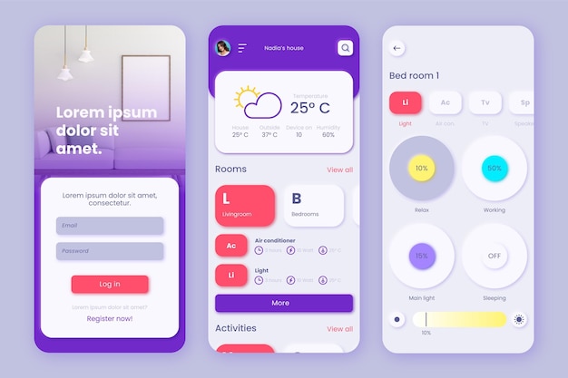 Kostenlose Vektor app-vorlage für smart home management