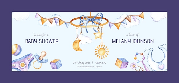 Kostenloser Vektor aquarell-babyparty-facebook-cover