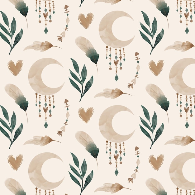 Kostenloser Vektor aquarell boho-muster-design