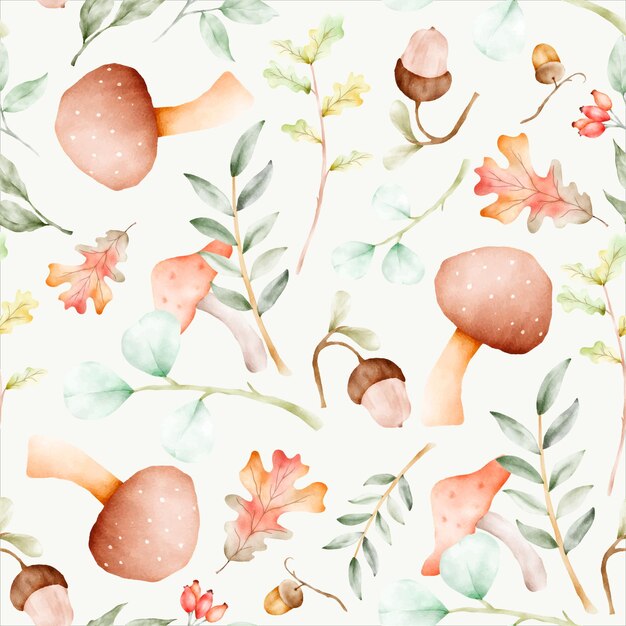 aquarell handgezeichneter botanischer apfel und nahtloses blumenmuster