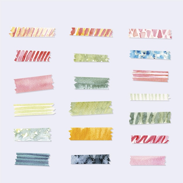 Kostenloser Vektor aquarell washi tape sammlung