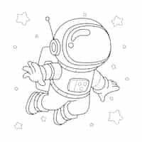 Kostenloser Vektor astronauten-malbuchillustration