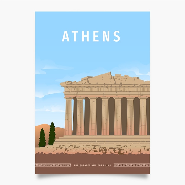 Kostenlose Vektor athen werbeplakat vorlage