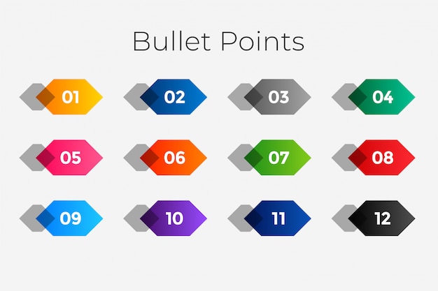 Kostenlose Vektor aufzählungszeichen für geometrische zahlen von eins bis zwölf