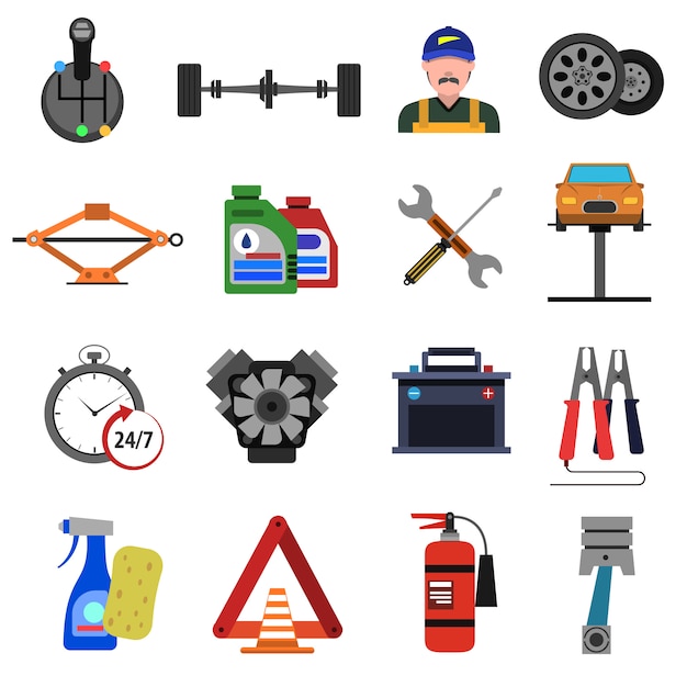 Auto Service Icons Flat Set