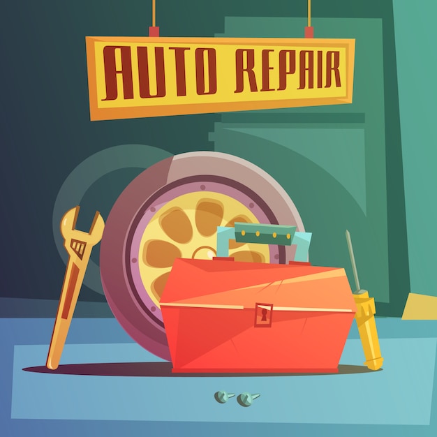 Autoreparatur-Karikaturhintergrund