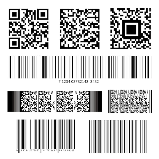 Kostenlose Vektor barcode- und qr-code-sammlung