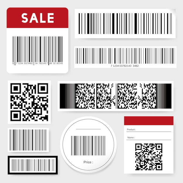 Kostenloser Vektor barcode- und qr-code-sammlung