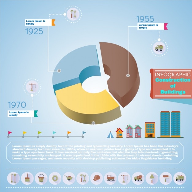 Kostenlose Vektor baumaschinen infografik elemente