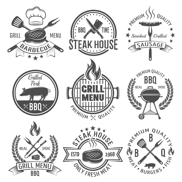 BBQ Grafik flache Embleme