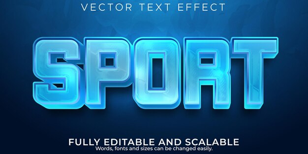 Bearbeitbarer Texteffekt Sport, 3D blau und glänzender Schriftstil