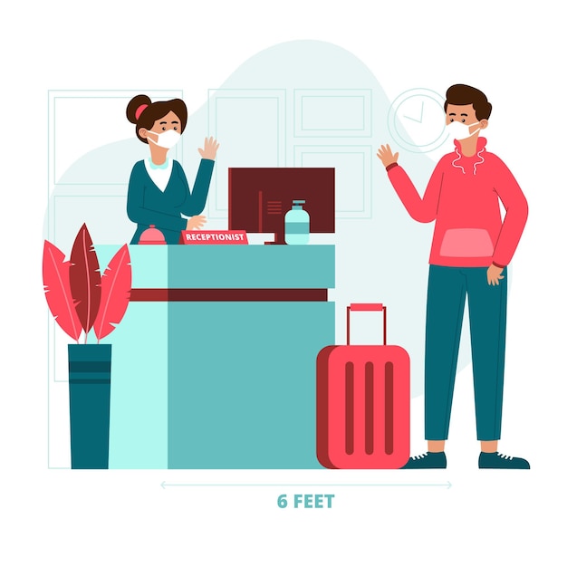 Kostenlose Vektor bio-wohnung neue normalität in hotels illustration