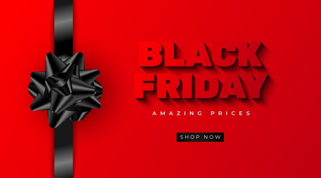 Black Friday Sale Banner Vorlage mit realistischem Geschenkband