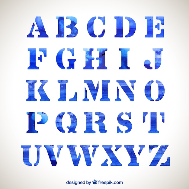 Kostenlose Vektor blaue aquarell typografie