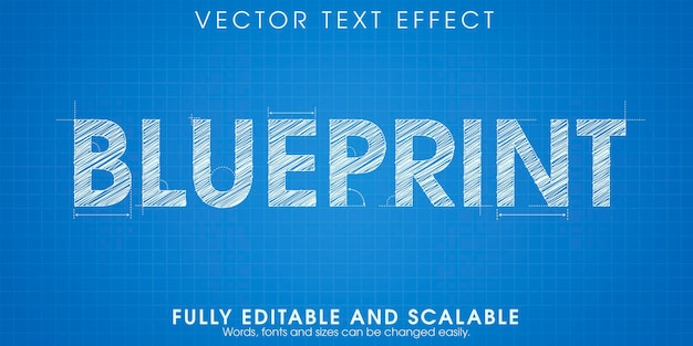 Blaupausenzeichnungstext-Effekt, bearbeitbares Engineering und architektonischer Textstil