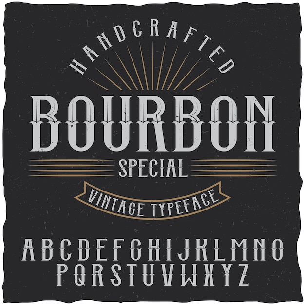 Kostenlose Vektor bourbon label schriftart und beispiel