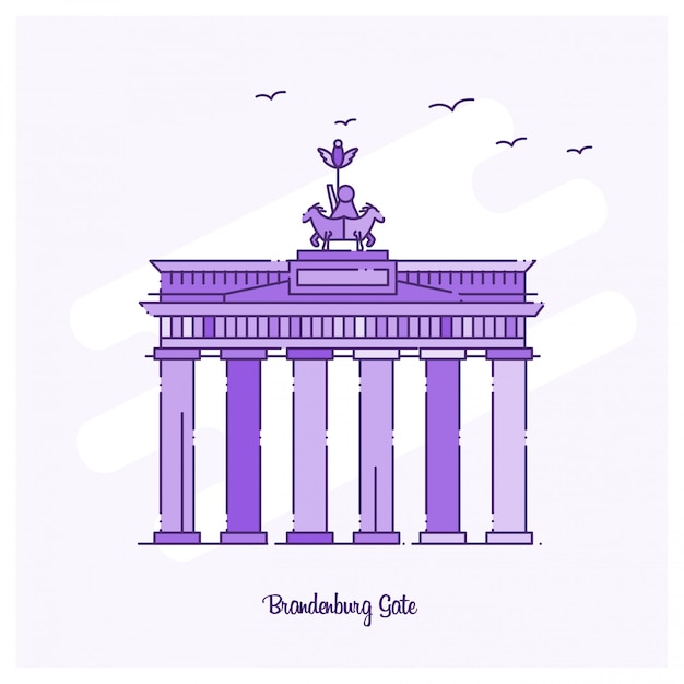 Kostenloser Vektor brandenburg gate landmark purple skyline