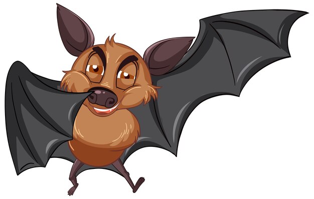 Braune Fledermaus-Cartoon-Figur auf weißem Hintergrund