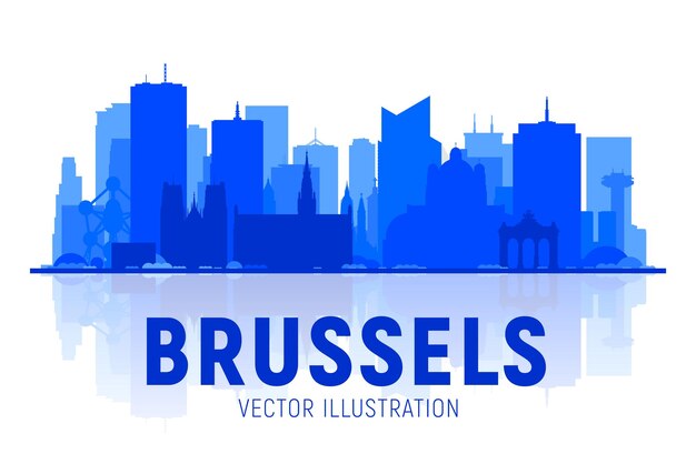 Brüssel Belgien Skyline-Silhouette mit Panorama auf weißem Hintergrund Vektor-Illustration Geschäftsreise- und Tourismuskonzept mit modernen Gebäuden Bild für Präsentationsbanner-Website