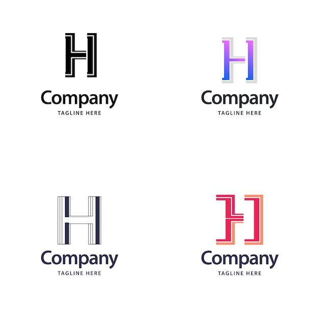 Kostenlose Vektor buchstabe h big logo pack design kreatives modernes logo-design für ihr unternehmen vektorgrafik des markennamens