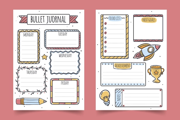 Kostenlose Vektor bullet journal planer sammlung