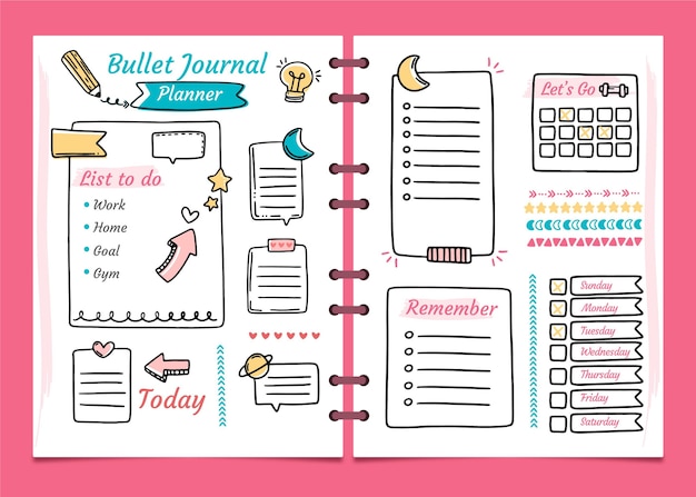 Kostenlose Vektor bullet journal planer vorlage