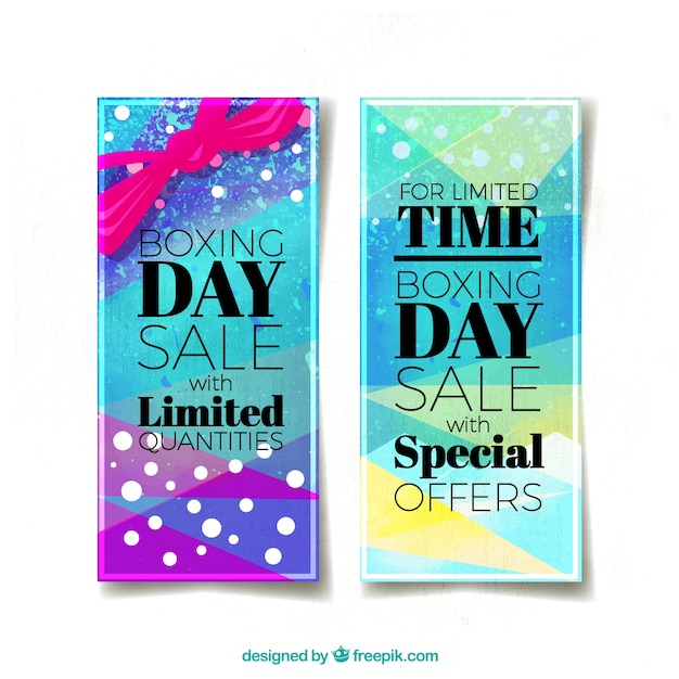 Kostenlose Vektor bunte boxing day banner in aquarell-stil