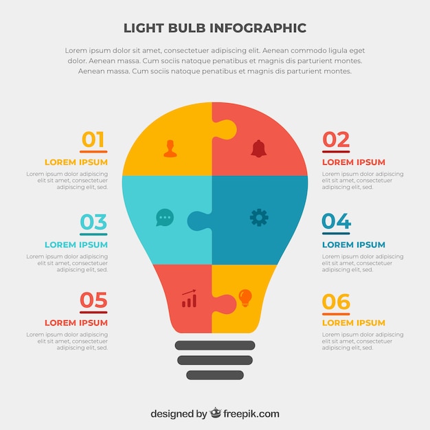 Bunte Infografik mit einer Glühbirne