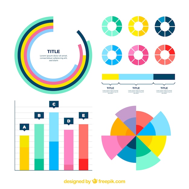 Kostenlose Vektor bunte infographic elementansammlung in der flachen art