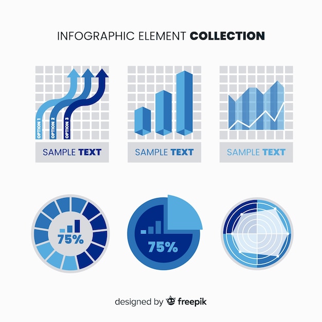 Kostenlose Vektor bunte infographic elementsammlung mit flachem design