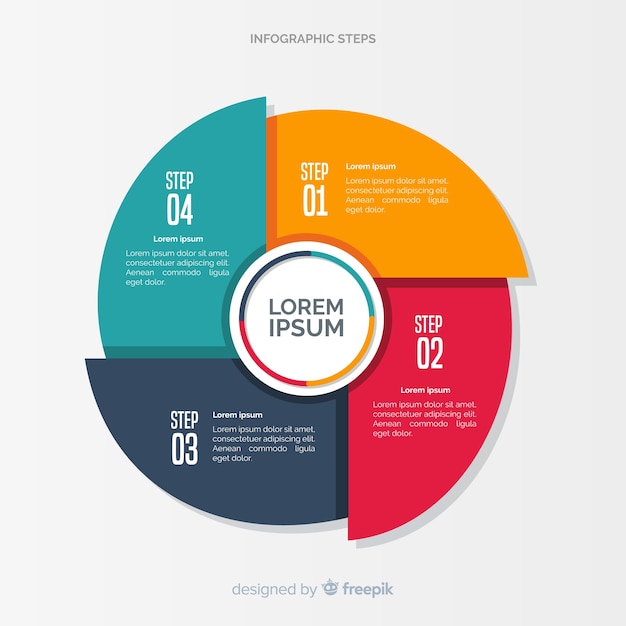 Buntes Konzept der infographic Schritte im flachen Design