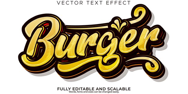 Burger Food Texteffekt editierbarer moderner Schrifttypografie-Schriftstil